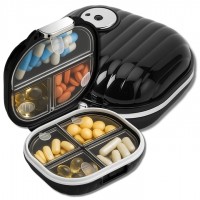 Органайзер для таблеток - вместительная таблетница Style на 7 отделений, размер S, черная