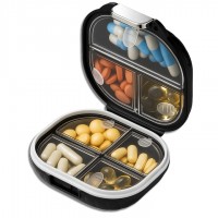 Органайзер для таблеток - вместительная таблетница Style на 7 отделений, размер S, черная