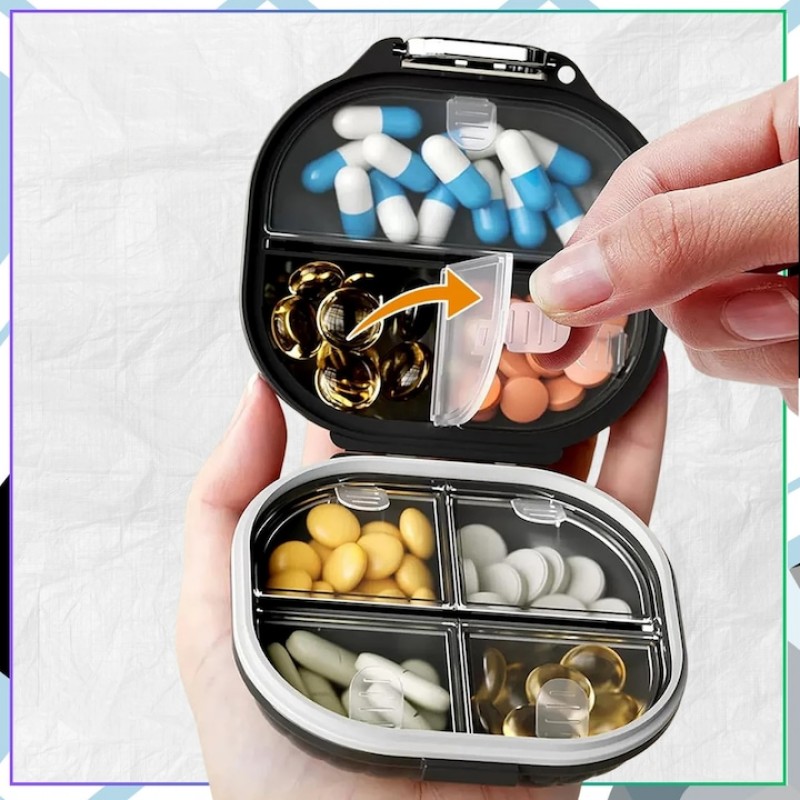 Органайзер для таблеток - вместительная таблетница Style на 7 отделений, размер S, черная