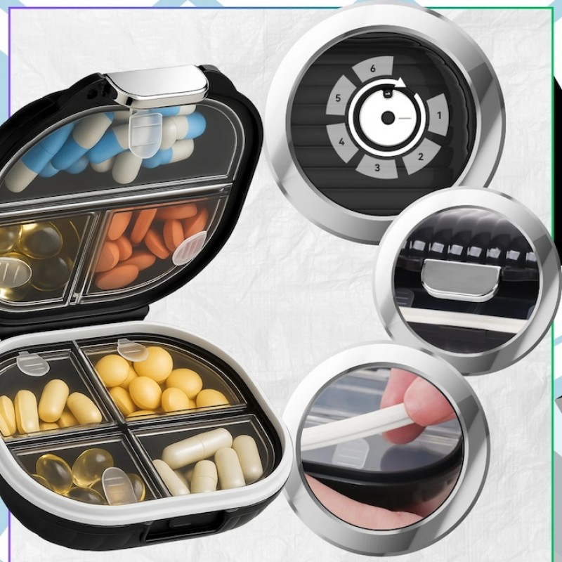 Органайзер для таблеток - вместительная таблетница Style на 7 отделений, размер S, черная