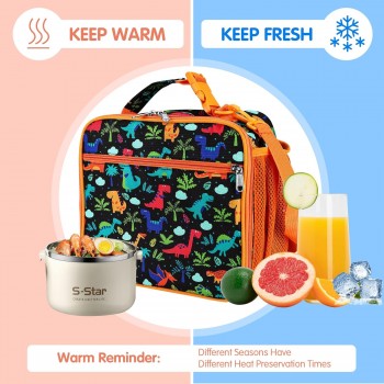 Детская термосумка, ланч бег в школу для еды с собой 6.8л, Dinosaurs