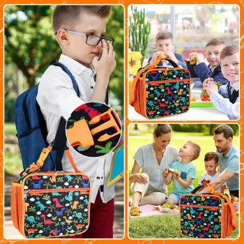 Детская термосумка, ланч бег в школу для еды с собой 6.8л, Dinosaurs