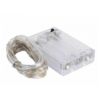 Різнобарвна діодна гірлянда-дріт Роса на 10 м, 100 лампочок від батарейок