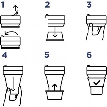 Складний стакан 350 мл, Silicone cup із трубочкою, чорний