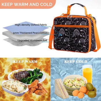 Детская термосумка, ланч бег в школу для еды с собой 6.8л, Оранжевая Динозавры