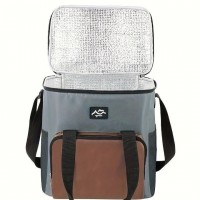 Большая термосумка-холодильник для еды и напитков с фольгированным покрытием Season 18л, коричневая