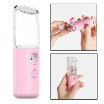 Увлажнитель для лица с аккумулятором, портативный мини аромараспылитель 30 мл для ухода за кожей Nano, розовый