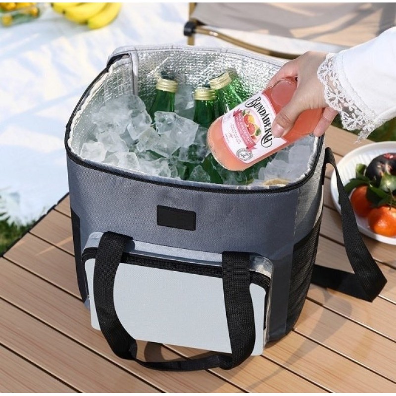 Большая термосумка-холодильник для еды и напитков с фольгированным покрытием Season 18л, черная