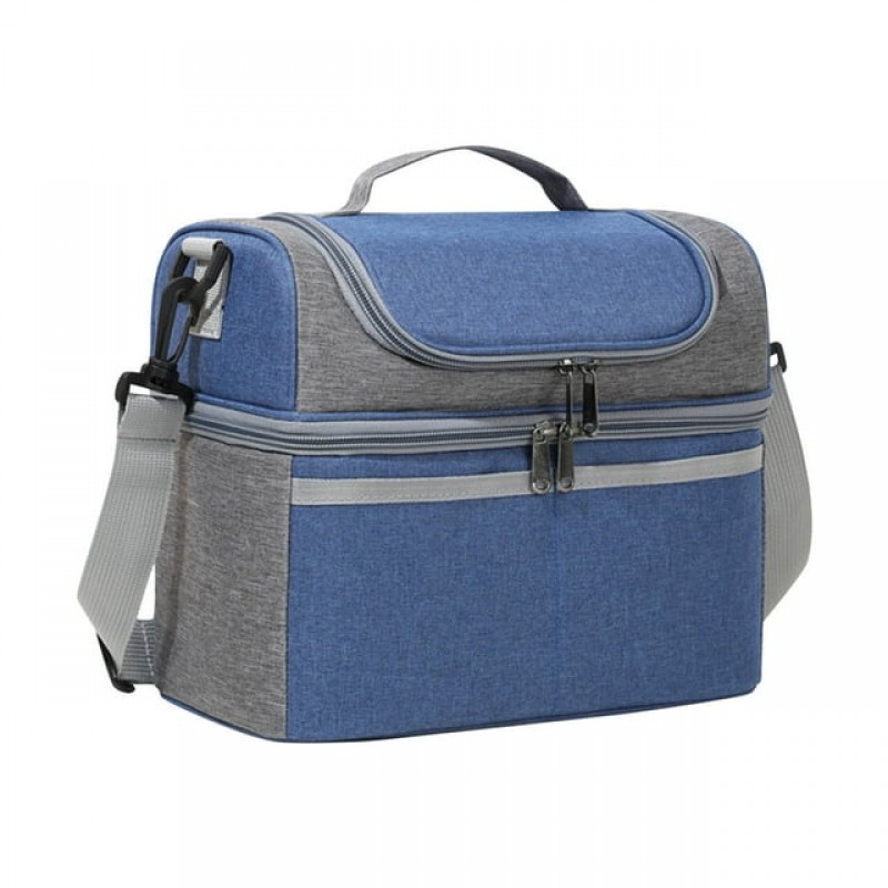 Сумка для ланча DuoBag на два яруса с термоизоляцией 10 л, Синяя