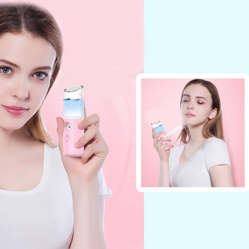 Увлажнитель для лица с аккумулятором, портативный мини аромараспылитель 30 мл для ухода за кожей Nano, розовый