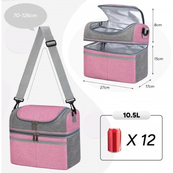 Сумка для ланча DuoBag на два яруса с термоизоляцией 10 л, Красная