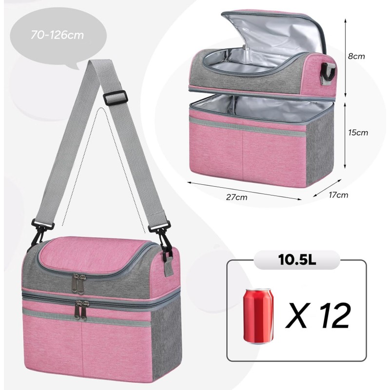 Сумка для ланча DuoBag на два яруса с термоизоляцией 10 л, Красная