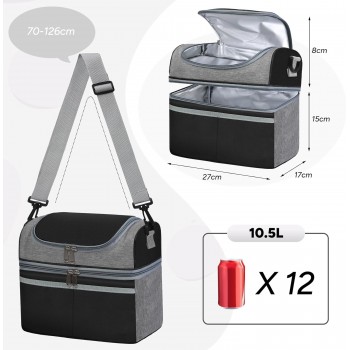 Сумка для ланча DuoBag на два яруса с термоизоляцией 10 л, Черная