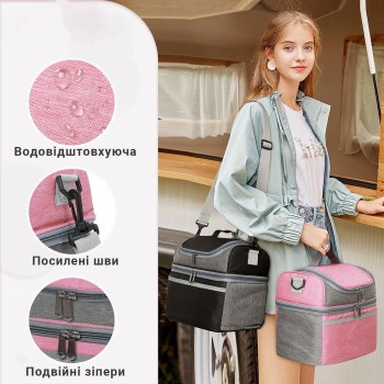 Сумка для ланча DuoBag на два яруса с термоизоляцией 10 л, Красная