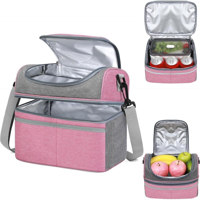 Сумка для ланча DuoBag на два яруса с термоизоляцией 10 л, Красная