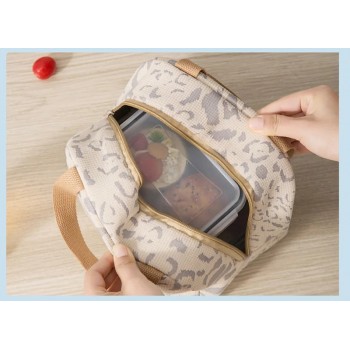 Стильная термосумка для еды с собой, ланч-бокса на 5 л Leopard, бежевая