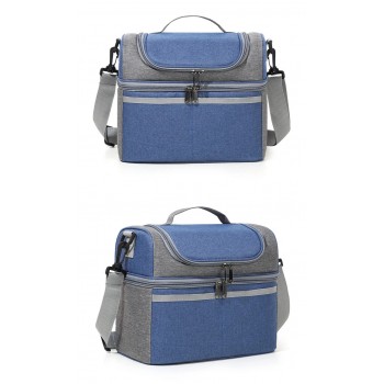 Сумка для ланча DuoBag на два яруса с термоизоляцией 10 л, Синяя