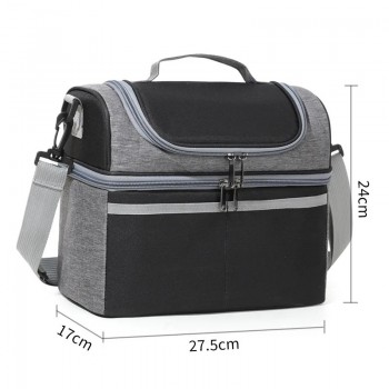 Сумка для ланча DuoBag на два яруса с термоизоляцией 10 л, Черная