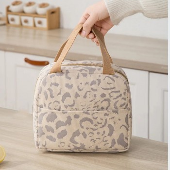 Стильная термосумка для еды с собой, ланч-бокса на 5 л Leopard, бежевая