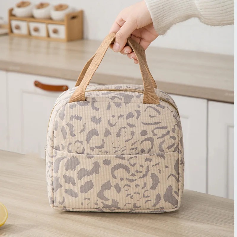 Стильная термосумка для еды с собой, ланч-бокса на 5 л Leopard, бежевая