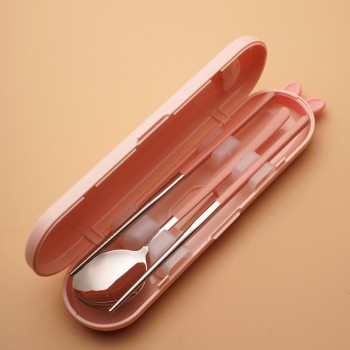 Набор столовых приборов в футляре - ложка и палочки Asian Kawaii, коричневый