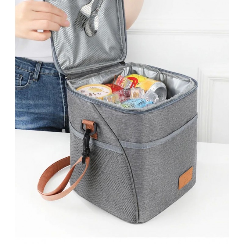 Вместительная и компактная термосумка-холодильник Termica 10 л с ремешком, серая