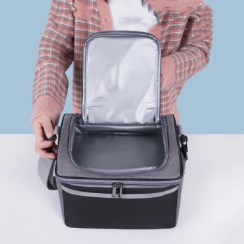 Сумка для ланча DuoBag на два яруса с термоизоляцией 10 л, Черная