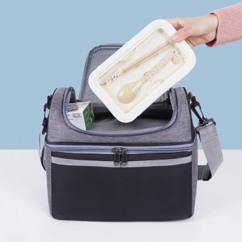 Сумка для ланча DuoBag на два яруса с термоизоляцией 10 л, Черная