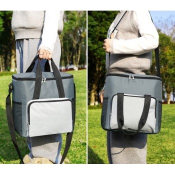 Большая термосумка-холодильник для еды и напитков с фольгированным покрытием Season 18л, коричневая