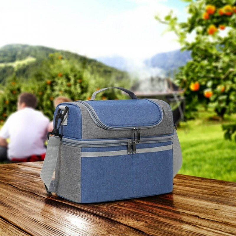 Сумка для ланча DuoBag на два яруса с термоизоляцией 10 л, Синяя